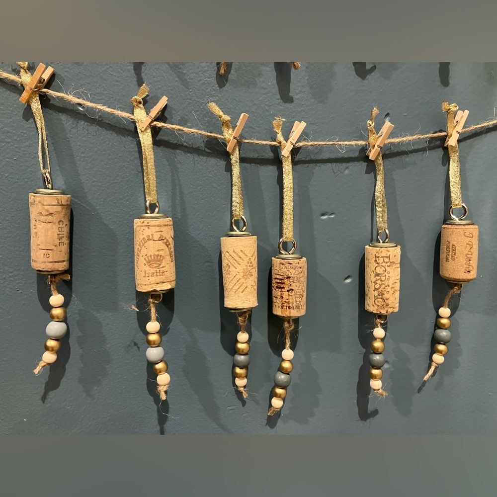 Set of 12 cork tree decorations, homemade, NWOT - Picture 2 of 5
